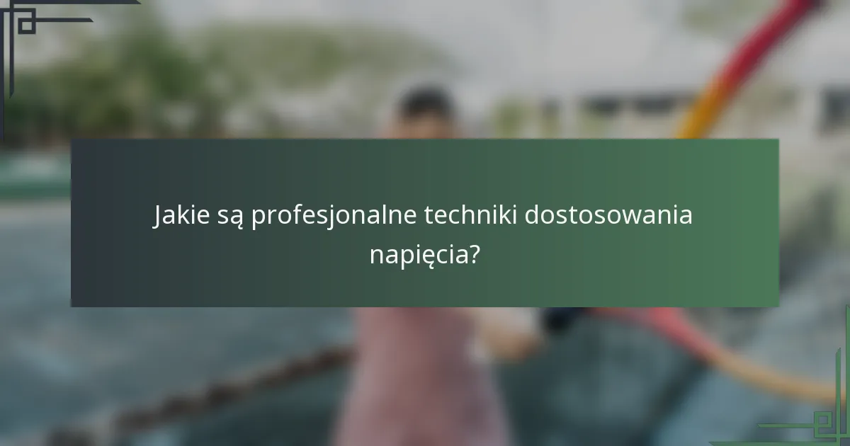 Jakie są profesjonalne techniki dostosowania napięcia?